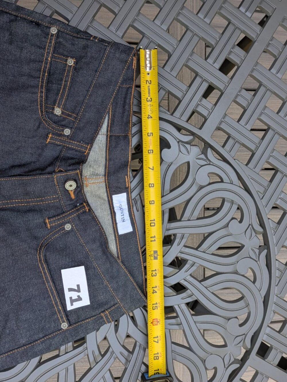 Gustin Selvedge Denim Jeans Men's Size 34 Slim, Inseam 34.25 Inches. - Picture 3 of 13